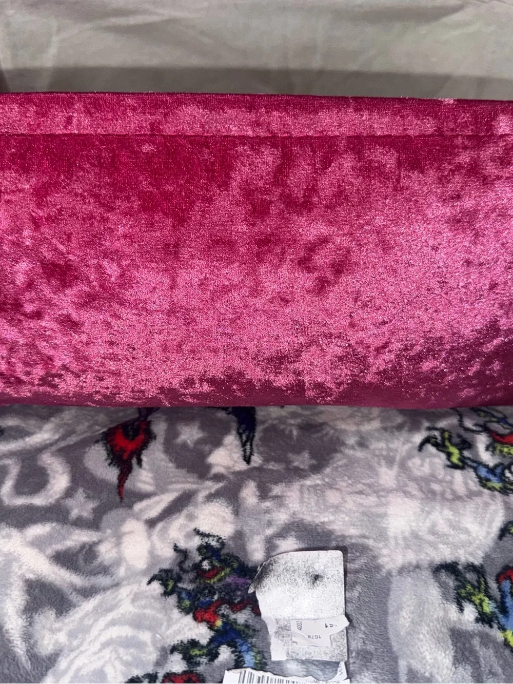 Juicy Couture Pink Velvet Storage Bin Basket with Silver Heart